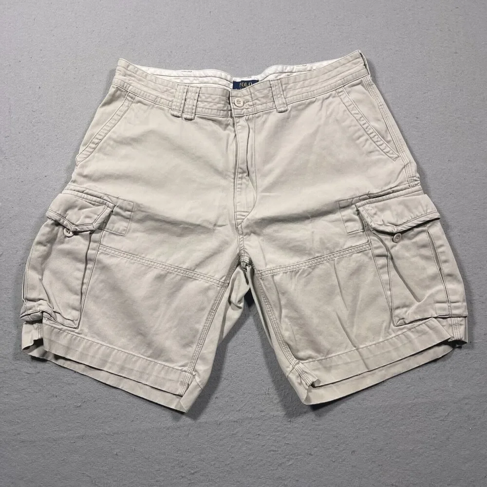 Polo Ralph Lauren Cargo Shorts Men 38 Beige‎ Relaxed Beige Khaki Outdoors